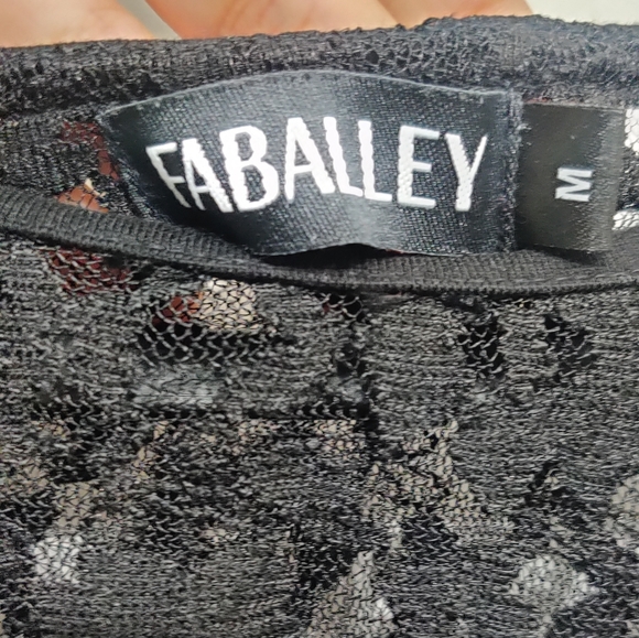 Faballey Black Mesh Crop Top - Picture 2 of 3